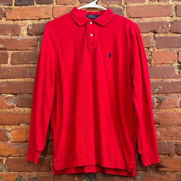 Polo by Ralph Lauren Classic Red Long Sleeve Polo Size Medium - Picture 1 of 4